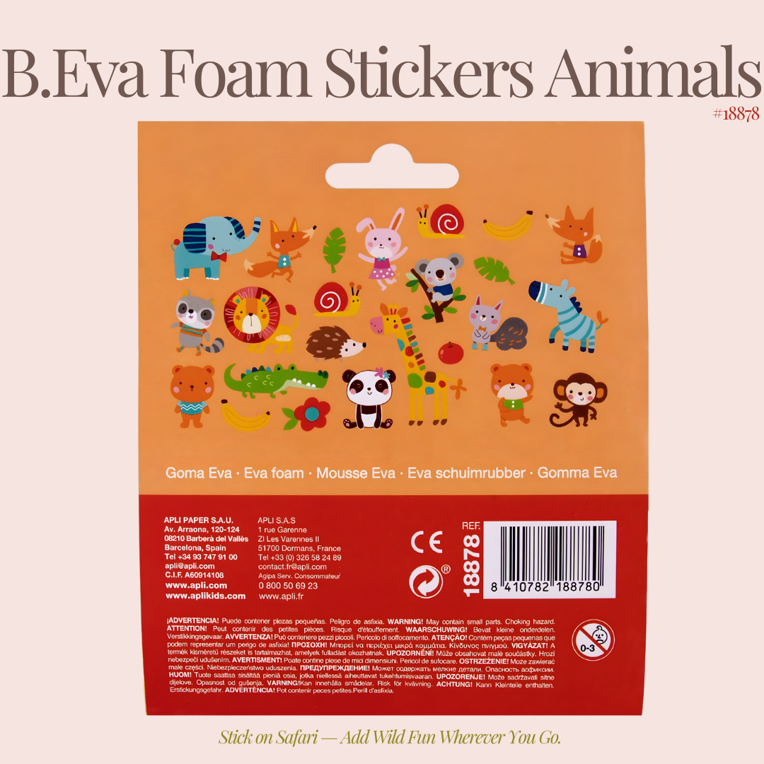 [SG] APLI B.Eva Foam Stickers Animals [Evergreen Stationery]