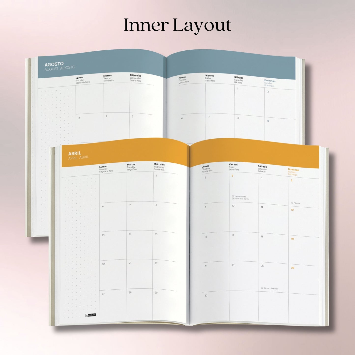 [SG] APLI MIQELRIUS 2026 140x 190mm Stitched Faux Leather Cover Week to View Calendar [Evergreen Stationery]
