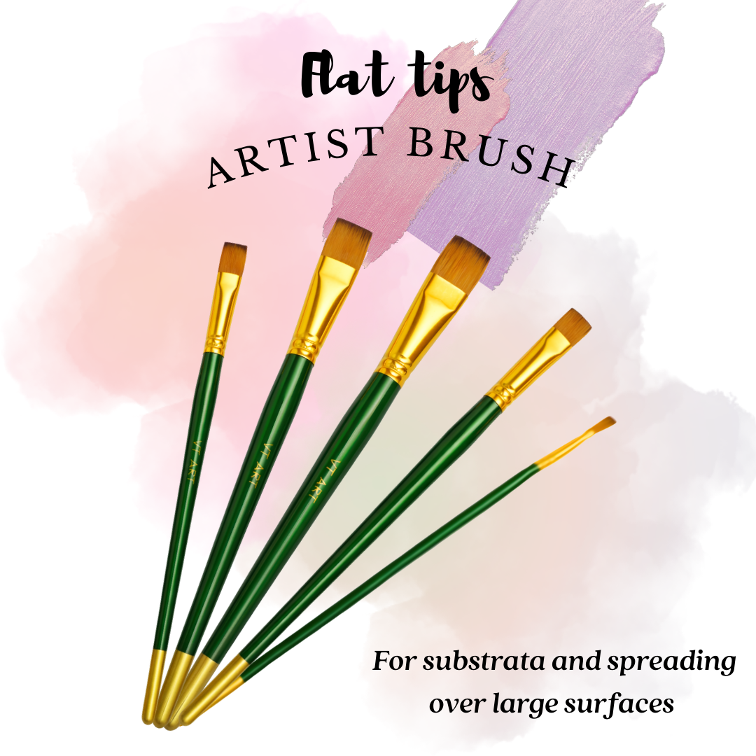 [SG] Premium Quality 5-Piece Artist Brush Set – 100% Nylon Hair | Ideal for Acrylic, Oil, Watercolor & Hobby Painting [Evergreen Stationery]