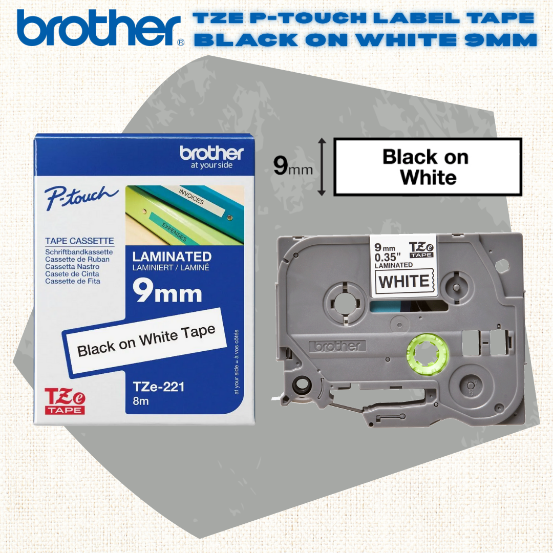 [SG] Brother TZE P-touch Label Tape – Black on White [Evergreen Stationery]