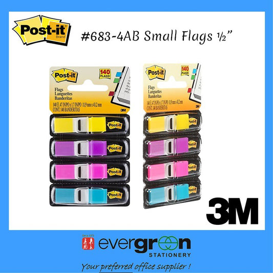 3M Post-it Flags 683-4AB (0.5" x 1.7") 4 Colour