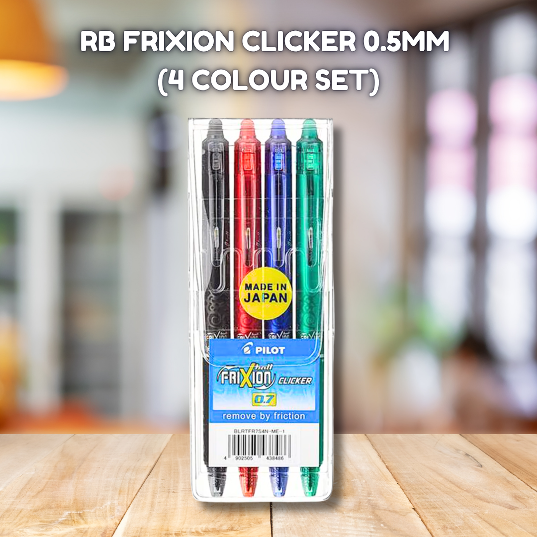 Pilot Frixion Clicker / Point Clicker Erasable Pen 0.5 0.7mm (3 4 8 Colour Set)