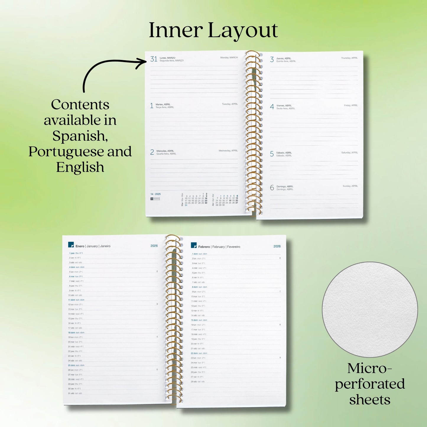 [SG] APLI MIQUELRIUS 2026 A6+ Weekly Hardcover Spiral Bound Planner [Evergreen Stationery]