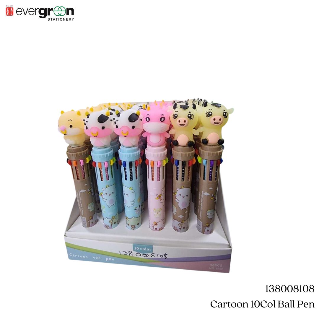 [SG] Cartoon 10Col Ball Pen ( 1pc/order) [Evergreen Stationery]