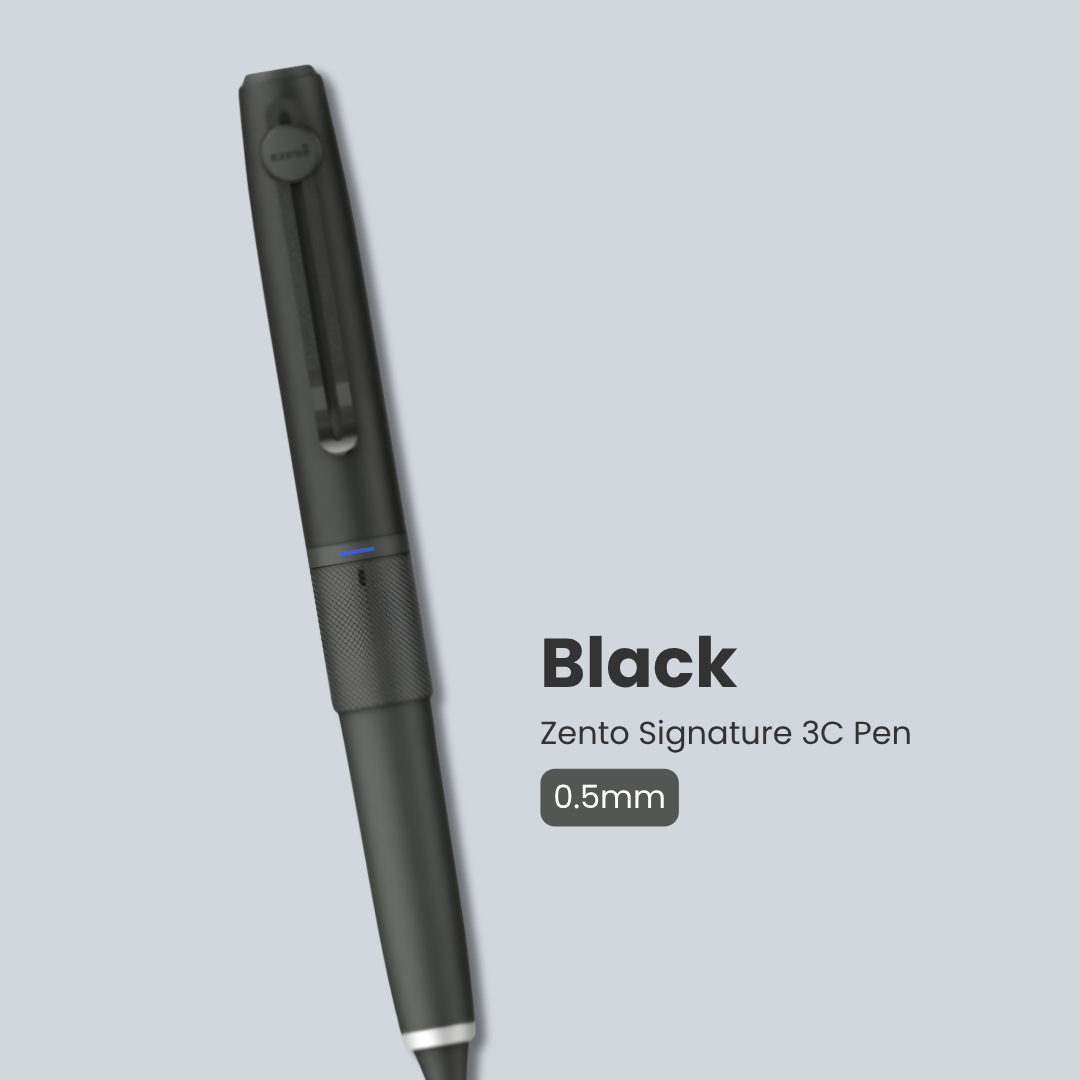 Uni Zento Signature 3C Pen | Silver, 0.38mm/ Black, 0.5mm | Black ink | Water-based pigment ink