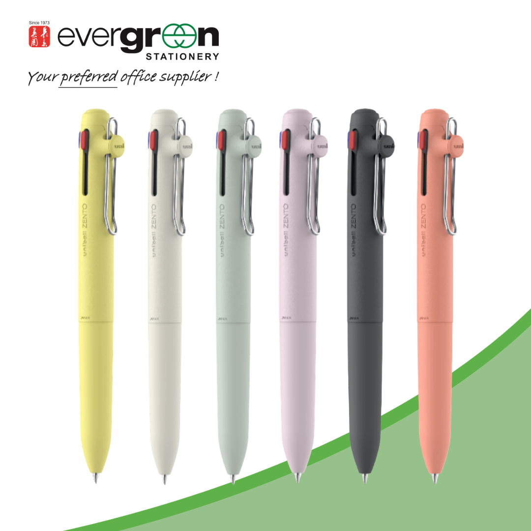 Uni Zento Standard 3C Pen | 0.38mm/ 0.5mm | Black ballpoint ink | Refillable | Minimal design | Eco-friendly shaft | Long rubber grip