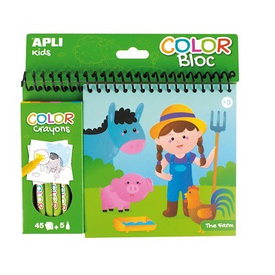 APLI Colouring Book w/Crayons the farm // The Transports// The Sea