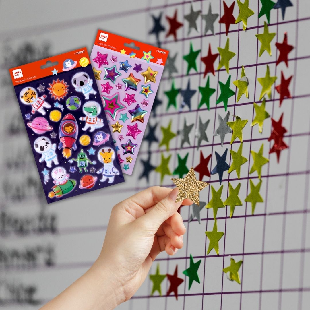 [SG] APLI Colorful Space Animals/Star Design Stickers [Evergreen Stationary]