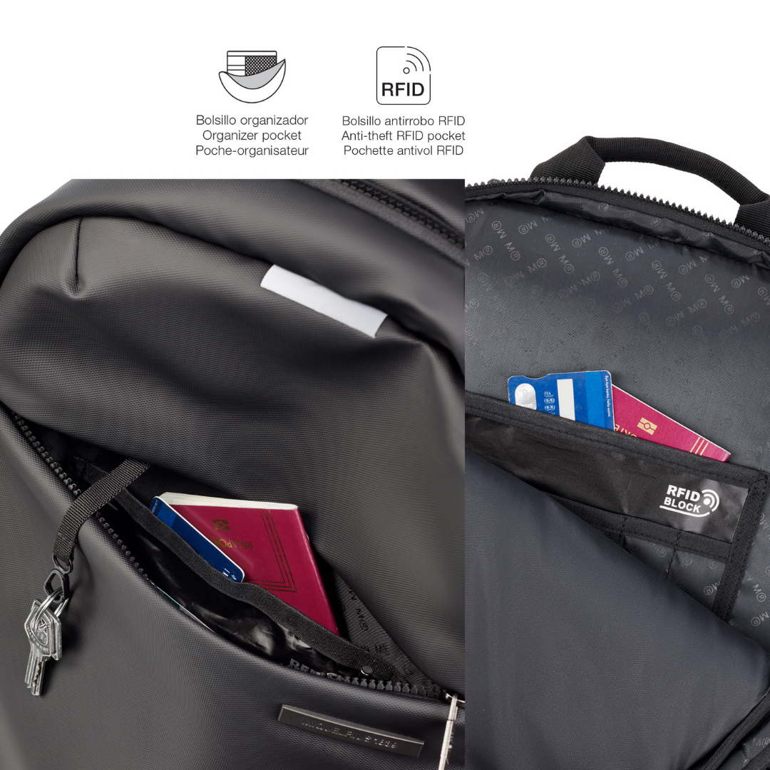 [SG] APLI Black Backpack M – Work & Travel Bag | 22L Capacity | Water-Repellent Finish [Evergreen Stationery]