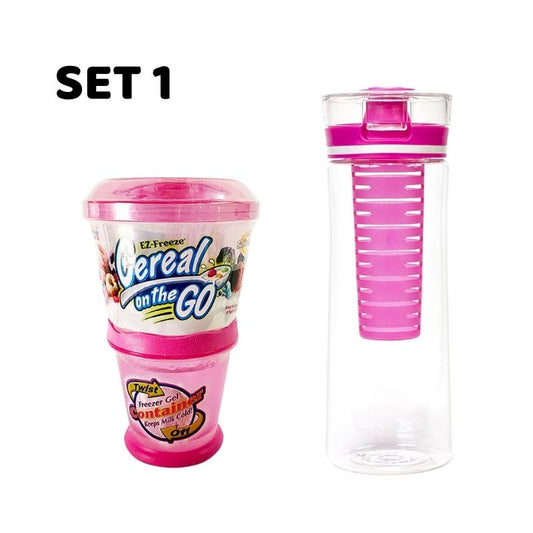 COOLGEAR Cereal on the Go + 28oz Ripple Infusion Water Bottle Sets