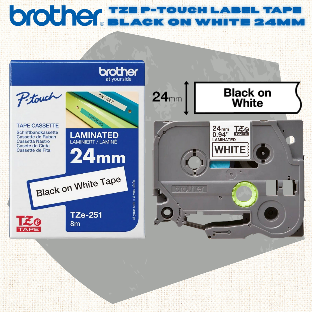 [SG] Brother TZE P-touch Label Tape – Black on White [Evergreen Stationery]