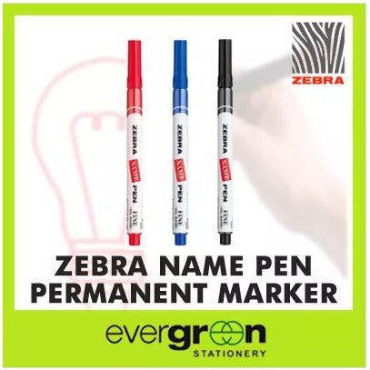 Zebra Name Pen Permanent Marker Black/Blue/Red