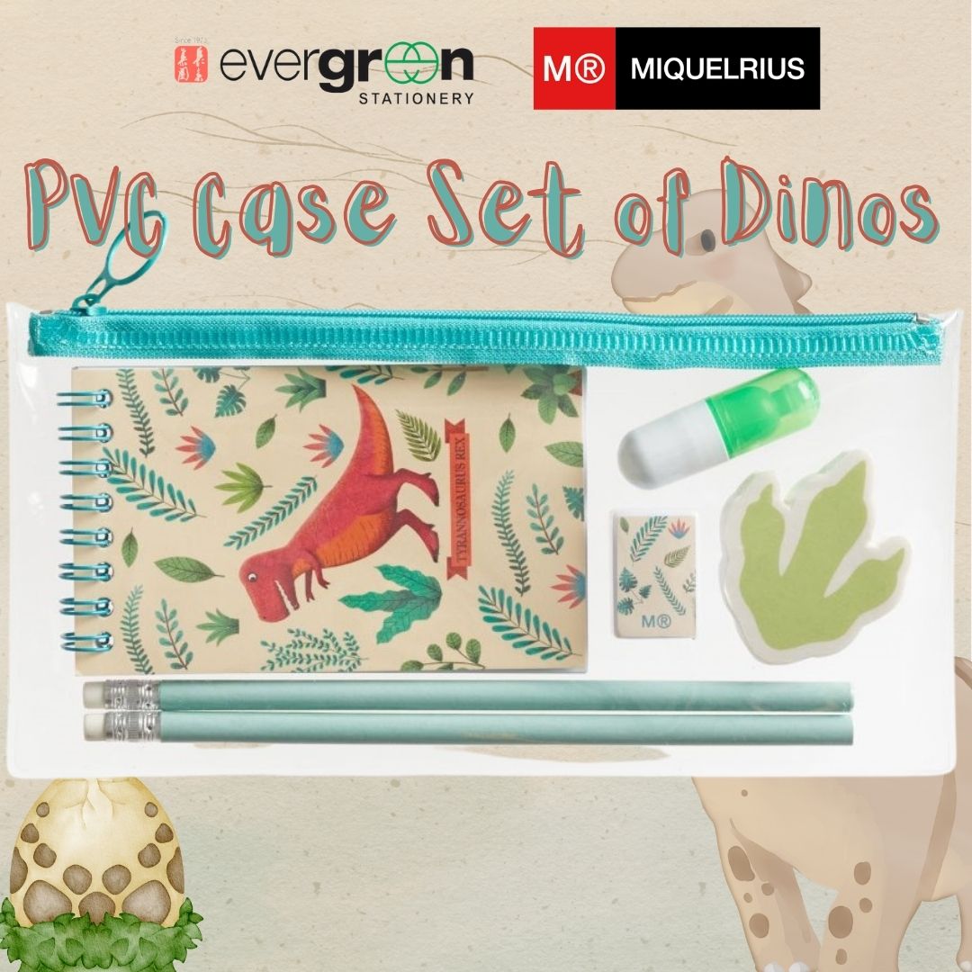 [SG] APLI MIQUELRIUS PVC Case Set of Dinos [Evergreen Stationery]
