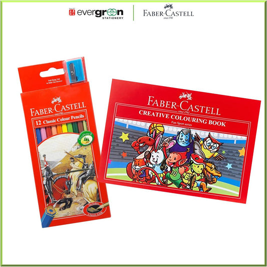 Faber Castell Bundle Classic Set 12 Pc Colouring Pencil + Colouring Book