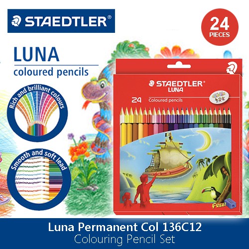 Staedtler Luna Permanent Colour  Pencil Full Length 12 colors
