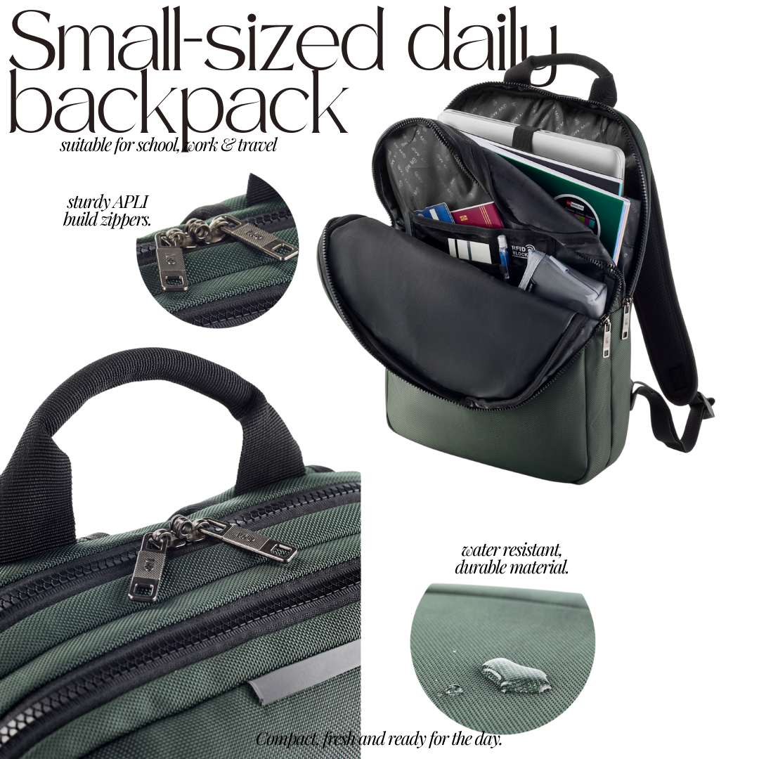 [SG] APLI Small Backpack – Green “Bag to Work” Series | Compact & Lightweight [Evergreen Stationery]