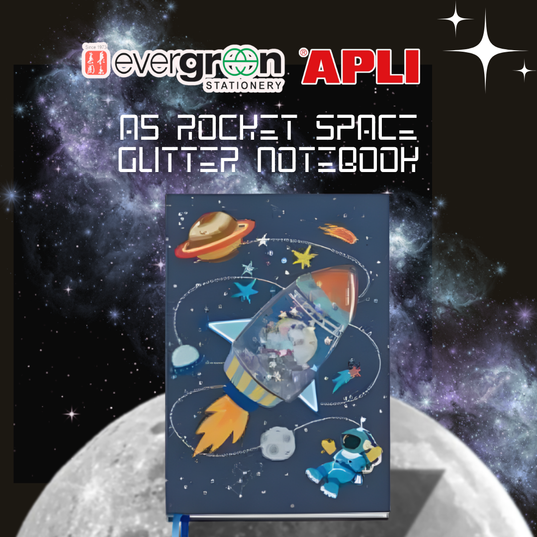[SG] Apli Miquelrius A5 Rocket Space Glitter Notebook [Evergreen Stationery]