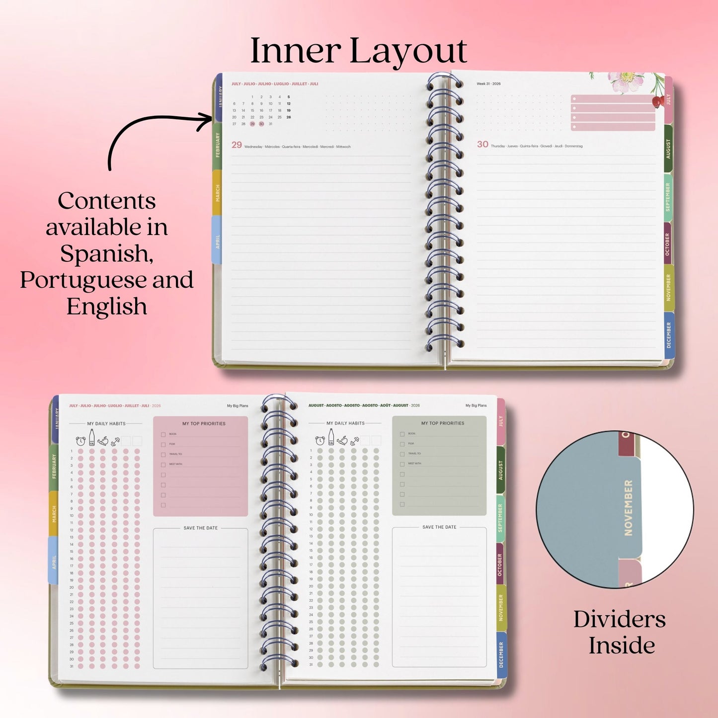 [SG] APLI MIQUELRIUS 2026 155 x 213mm Daily Double Spiral Planner [Evergreen Stationery]