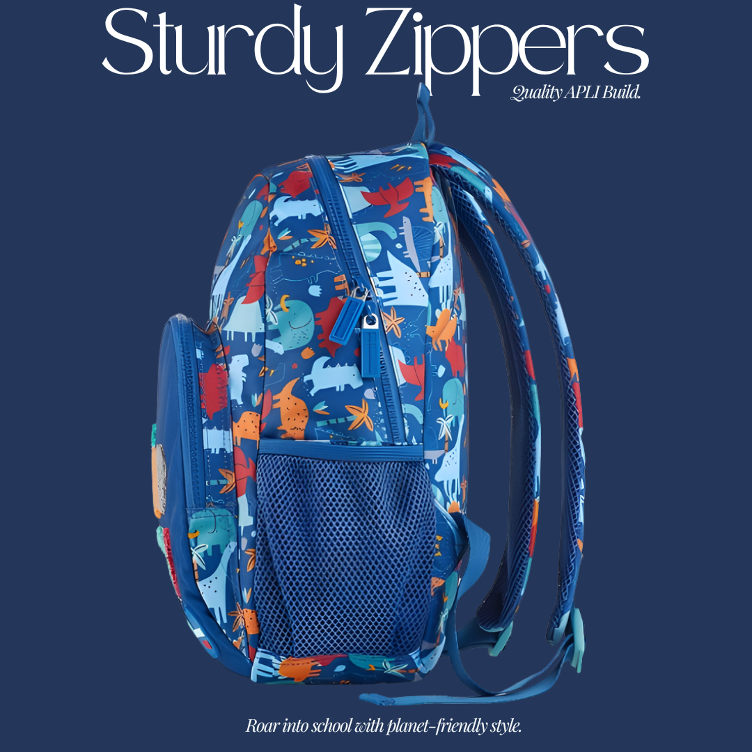 [SG] APLI Recycled London Backpack – 2 Compartment Kids School Bag | Fun Dino Design [Evergreen Stationery]