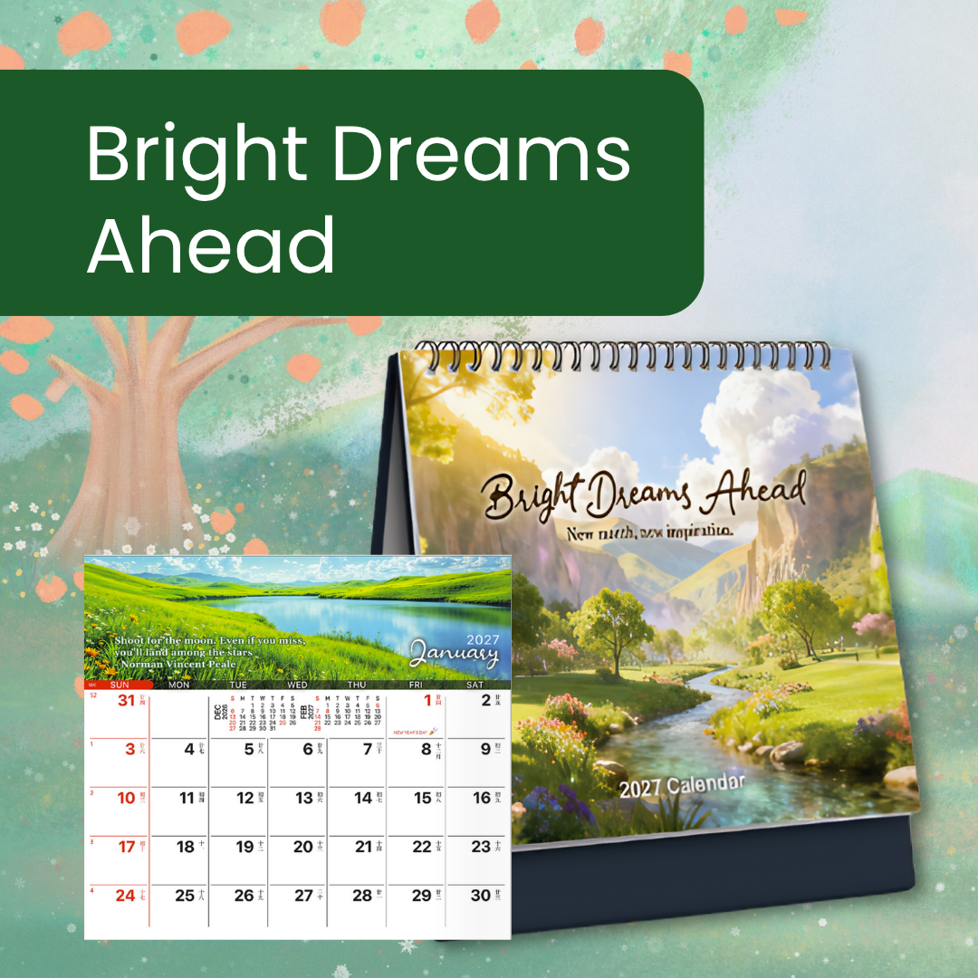 2027 Desktop Calendar Design | 14 designs | 19 x 21.8cm |  20.3 x 21.8cm | Inspirational Quotes | Landscape image | Horoscope | Chinese Zodiac | Bible Verses
