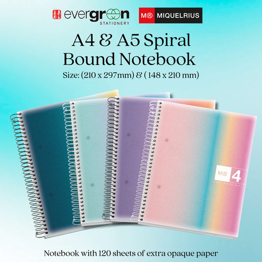 [SG] APLI MIQUELRIUS A4 & A5 Spiral Bound Notebook | Aurora Series [Evergreen Stationery]