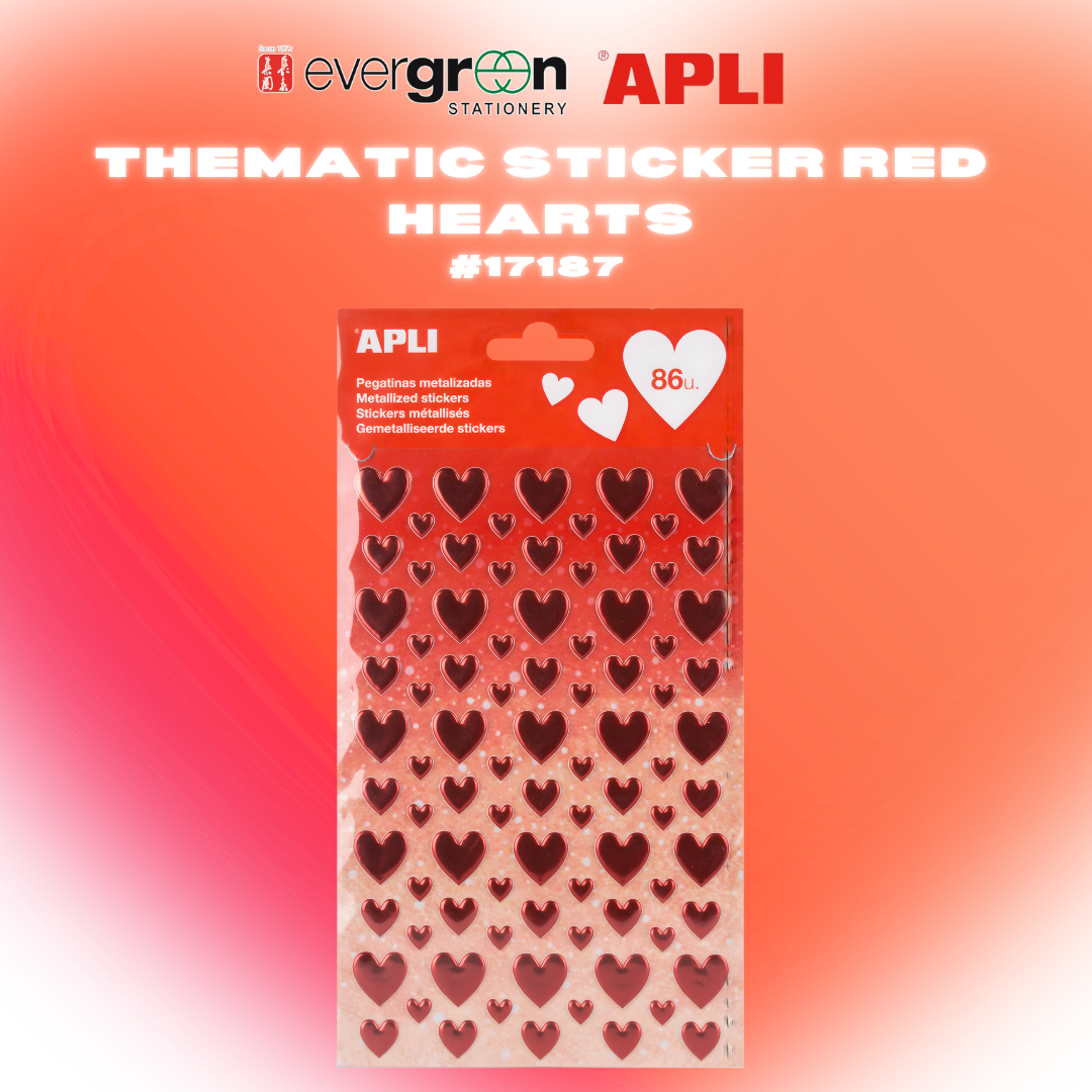 [SG] APLI  Thematic Sticker Red Hearts [Evergreen Stationery]