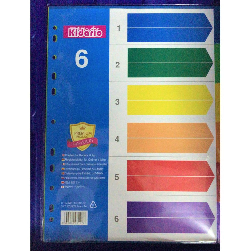 [SG] A4 plastic Divider 5/6/10/12 colours [Evergreen Stationery]