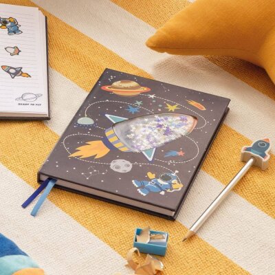 [SG] Apli Miquelrius A5 Rocket Space Glitter Notebook [Evergreen Stationery]