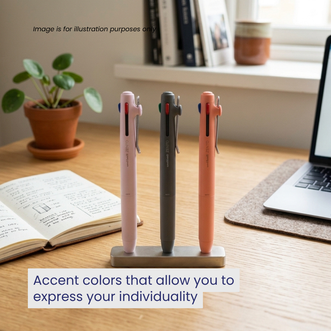 Uni Zento Standard 3C Pen | 0.38mm/ 0.5mm | Black ballpoint ink | Refillable | Minimal design | Eco-friendly shaft | Long rubber grip