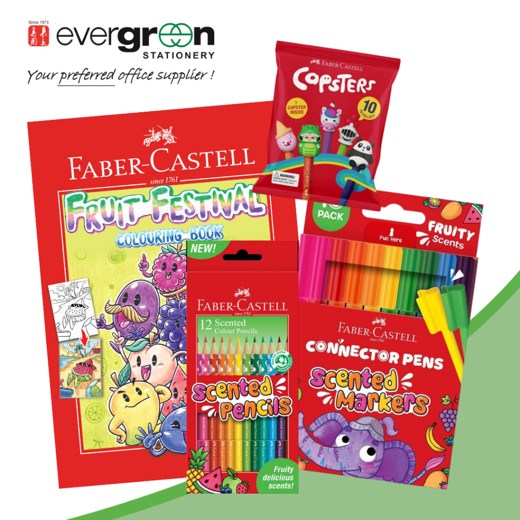 Faber Castell Fruit Scent Coloring Set | Scented Markers | Scented Pencils | A4 Coloring book | Interactive feature