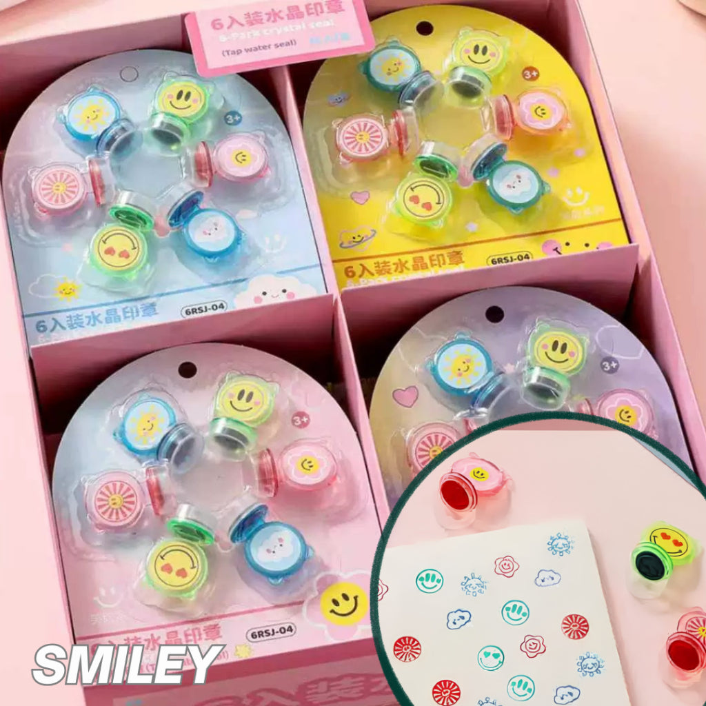 6 Pcs Smiley/Spaceship Crystal Seal Reward | Encouragement Stamp for Students | 12 Pcs Chinese Tick-Cross