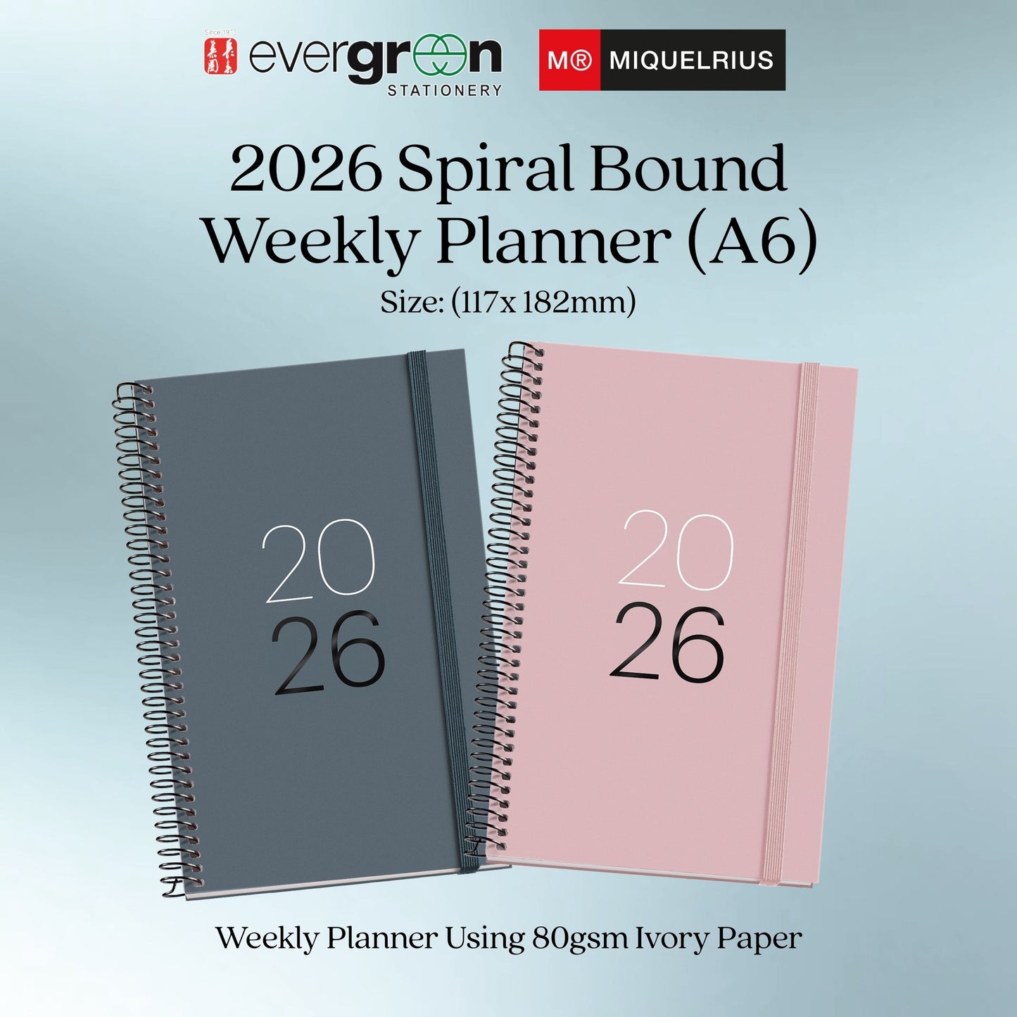 [SG] APLI MIQUELRIUS 2026 A6 Weekly Spiral Bound Planner [Evergreen Stationery]