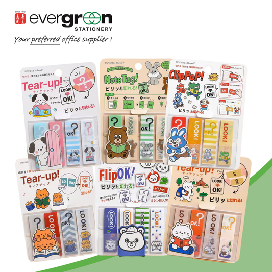 Cute Animal Productivity Sticky Notes Set | 6 designs | Residue-Free Adhesive | Interactive tear-off perforation