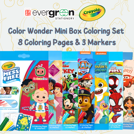 [SG] Crayola Color Wonder Mess Free Mini Box Coloring Set | 8 Color Pages & 3 Markers [Evergreen Stationery]