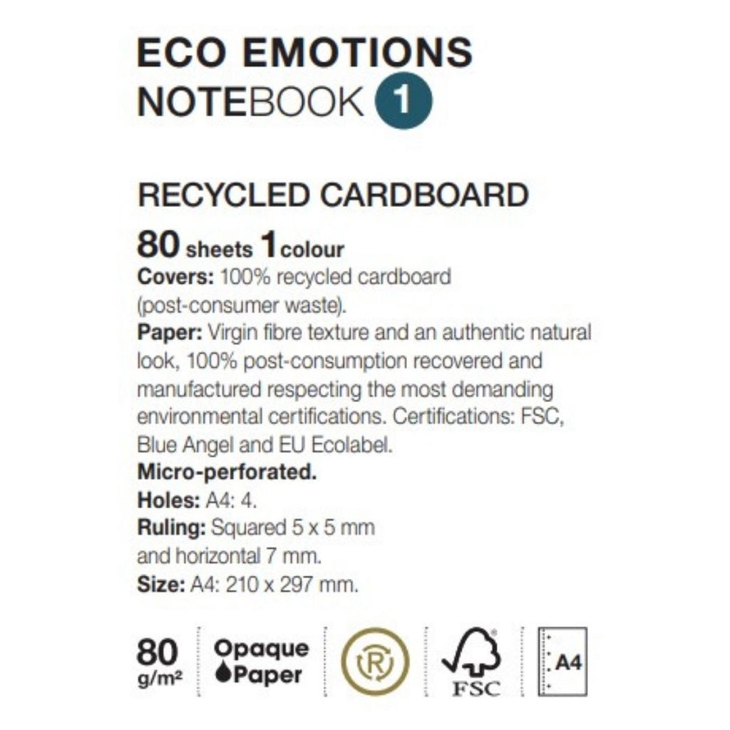 [SG] ECO MIQUELRIUS 6090 Emotions Notebook A4 (SQUARED & LINED, 80 sheets) [Evergreen Stationery]