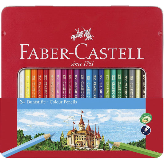 [SG] Faber Castell Metal.Tin Col Pcl 24 [Evergreen Stationery]
