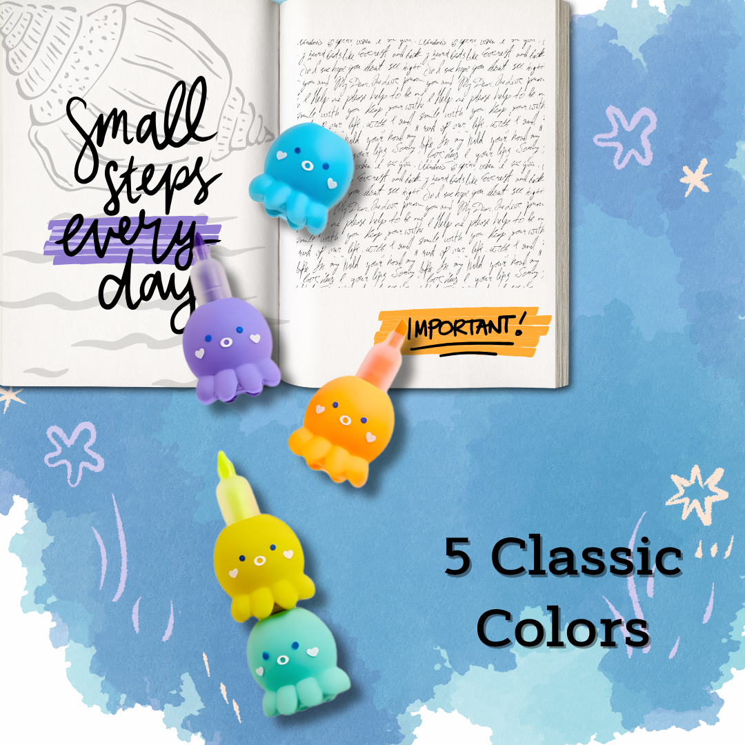 [SG] Apli Miquelrius Octopus Sea World 5-In-1 Stackable Highlighter [Evergreen Stationery]