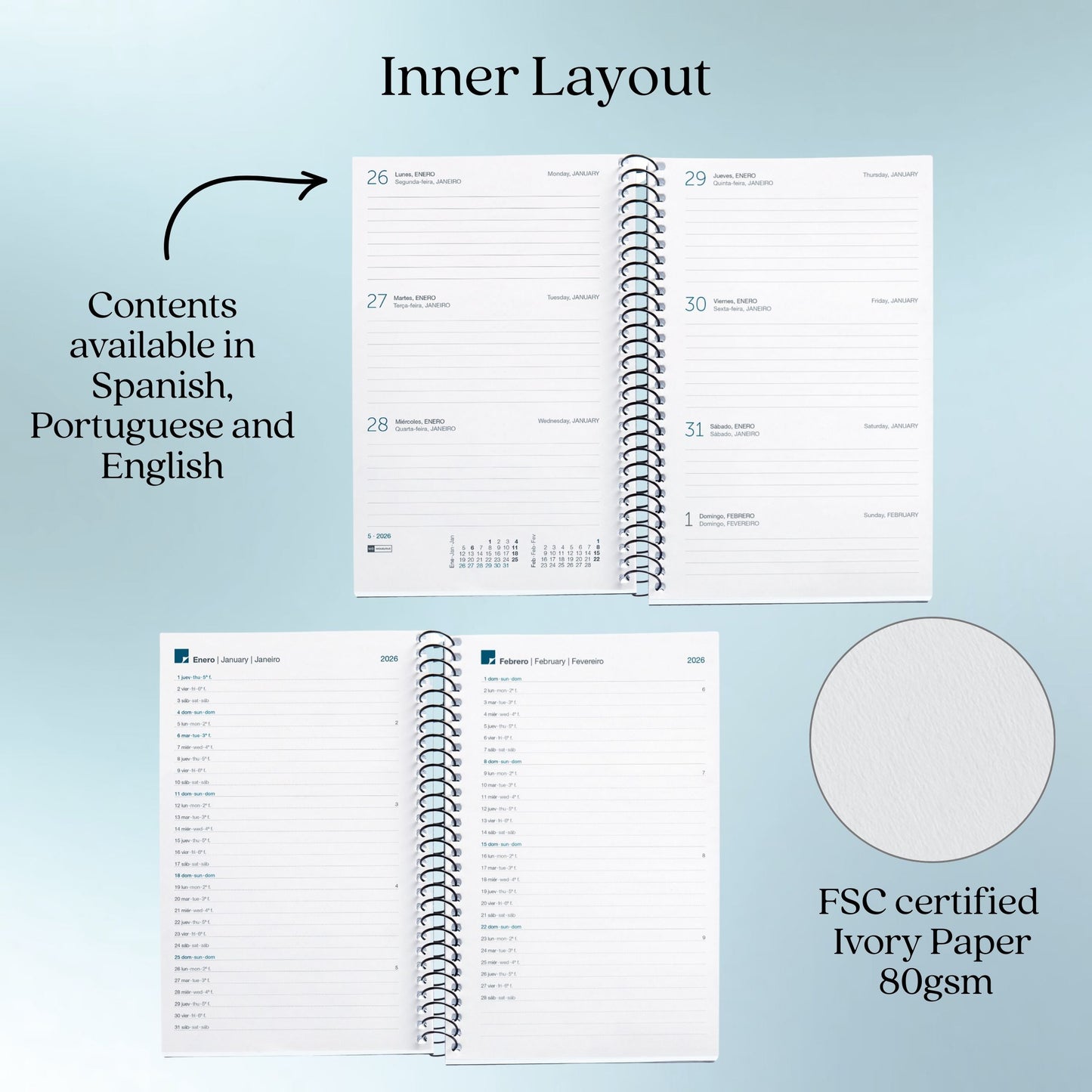 [SG] APLI MIQUELRIUS 2026 A6 Weekly Spiral Bound Planner [Evergreen Stationery]