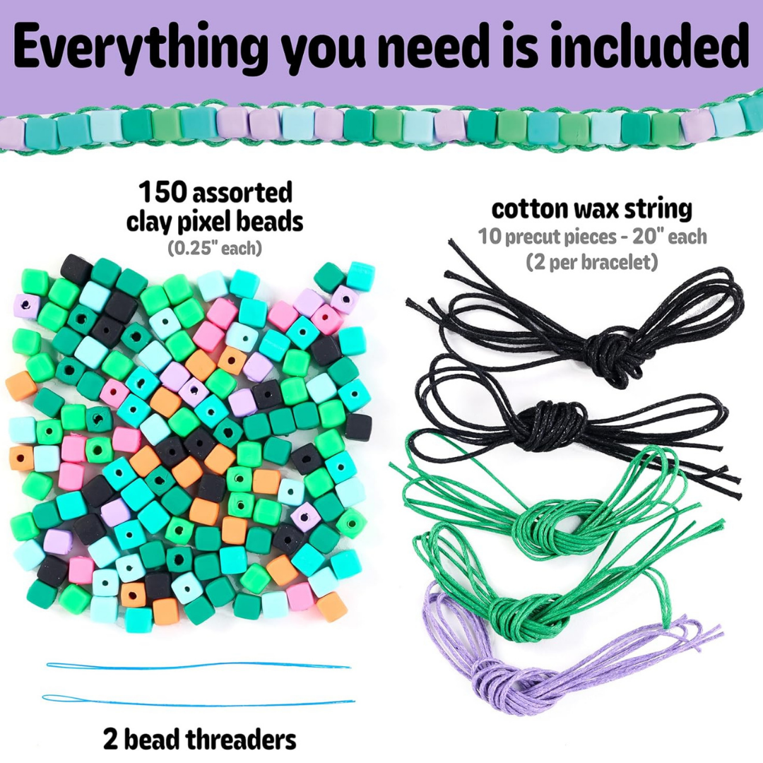 Faber Castell Mini Kit Bracelets | Woven Cube/ Beaded Flower | DIY Jewelry Craft Kit | Fun, Mess-Free Travel Activity | Ages 6+