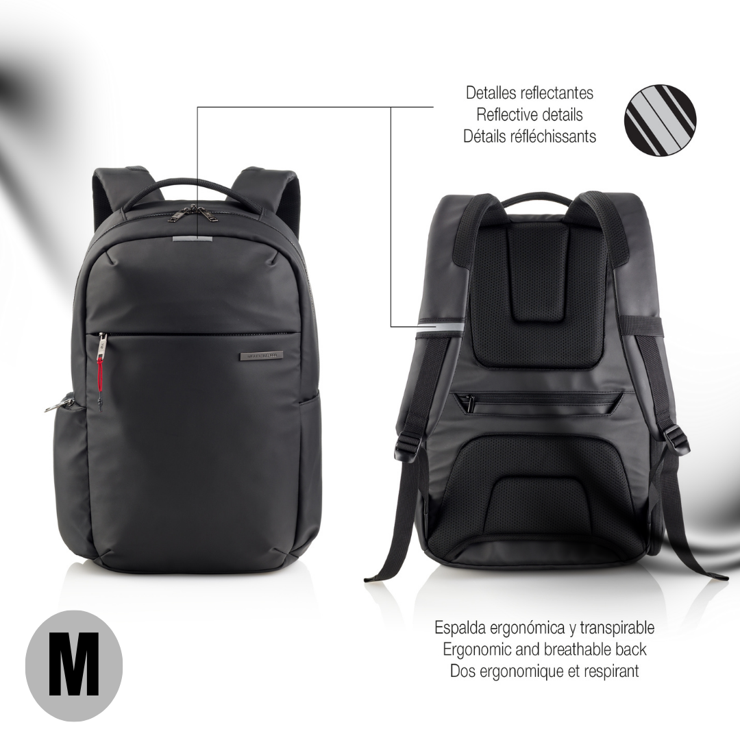 [SG] APLI Black Backpack M – Work & Travel Bag | 22L Capacity | Water-Repellent Finish [Evergreen Stationery]