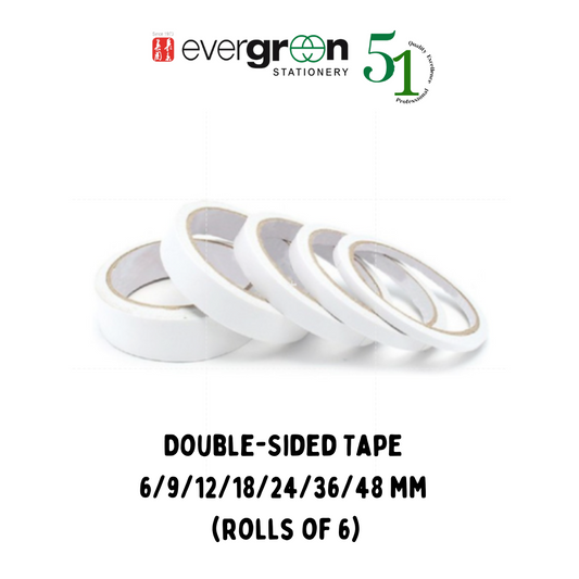 [SG] Double-Sided Tape  6/9/12/18/24/36/48 mm (Rolls of 6) [Evergreen Stationery]