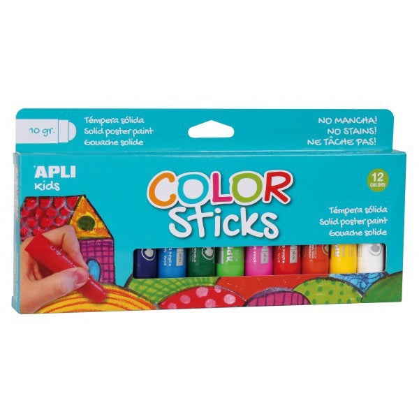 [SG] Apli 6/12 Assorted Solid Colour Sticks [Evergreen Stationery]