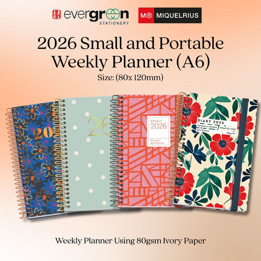 [SG] APLI MIQUELRIUS 2026 A6 Small and Portable Weekly Planner [Evergreen Stationery]