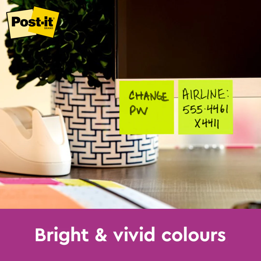 3M Post-it® Neon Green Super Sticky Notes 3x3", 90sheets