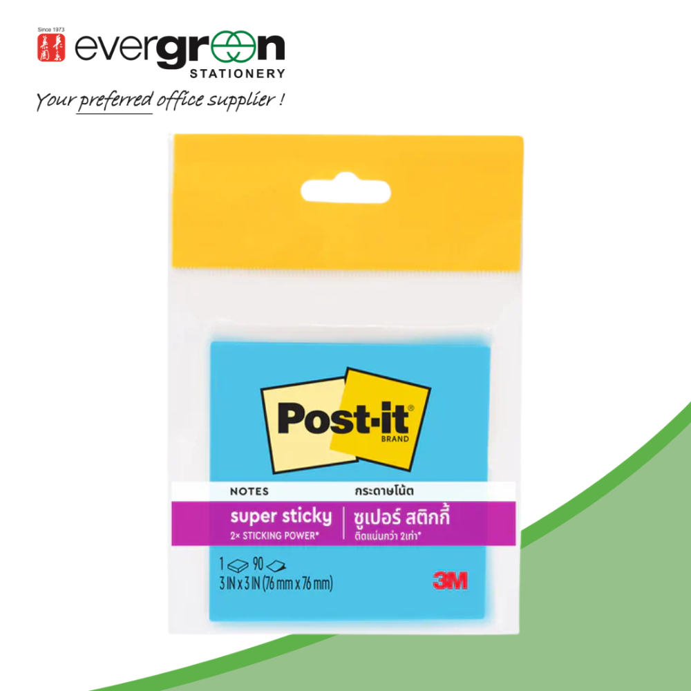 3M Post-it® Electric Blue Super Sticky Notes 3x3", 90sheets