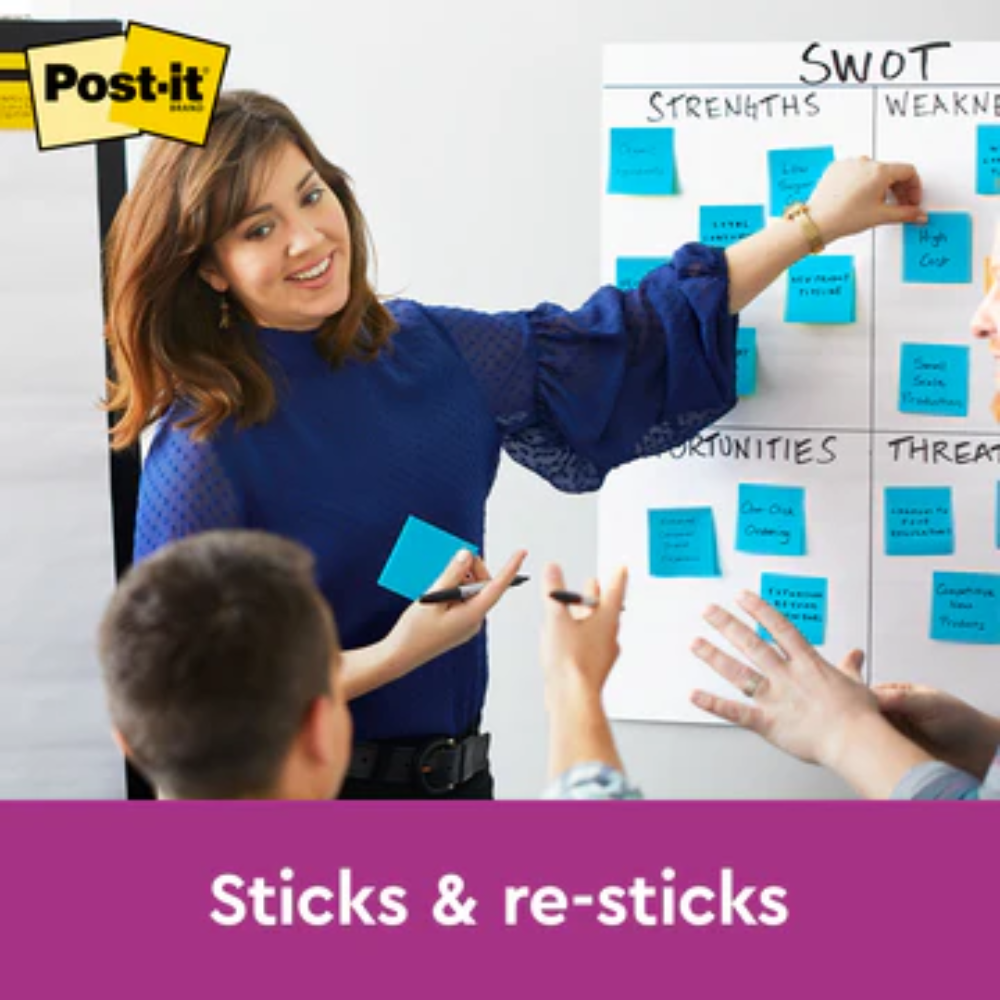 3M Post-it® Electric Blue Super Sticky Notes 3x3", 90sheets