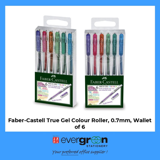Faber-Castell True Gel Colour Roller, 0.7mm, Wallet of 6