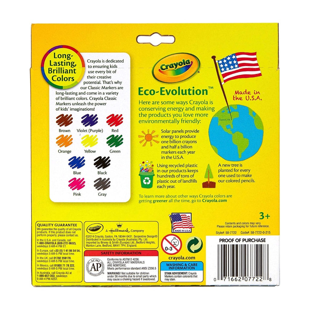 [SG] Crayola 587722 Broad Line Marker 10ct [Evergreen Stationery]