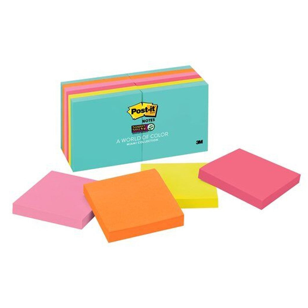 3M Post-it® Super Sticky Notes 12 Pads | 654-12SSMIA, 3"X3"