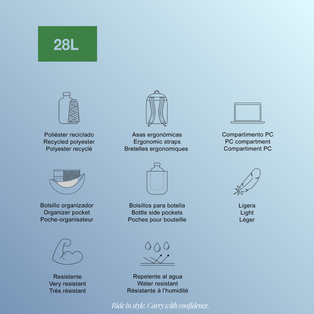 [SG] APLI Recycled Amsterdam Backpack – 3 Compartments Rider SQ Black Design [Evergreen Stationery]